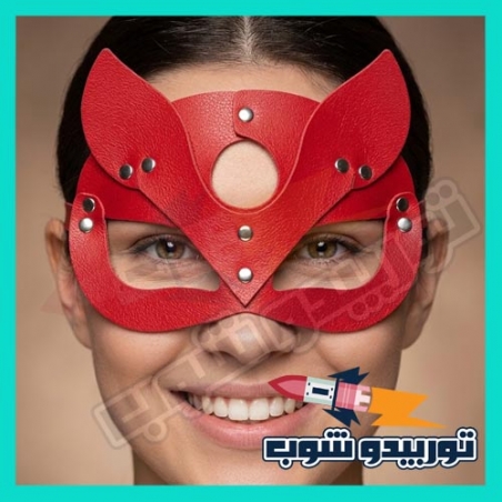 قناع القطة الجلدي الأحمر الجريء للإثارة والجرأة